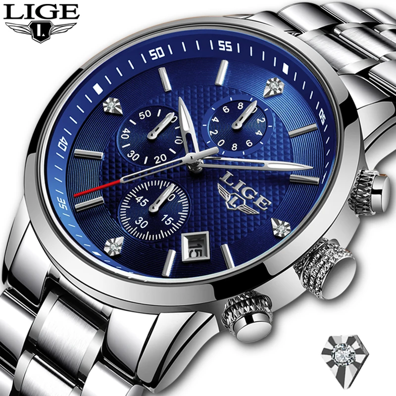 

Relogio Masculino Watches Men Luxury Brand LIGE Chronograph Men Sport Watches Waterproof Steel Full Quartz Men's Watch 2020 NEW