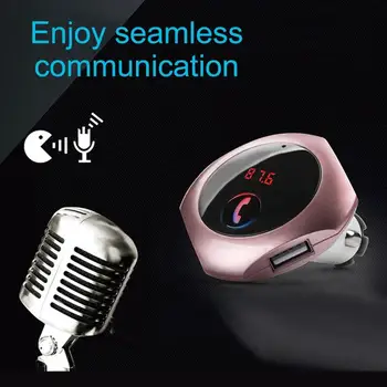 

Q7 Car Kit Handsfree FM Transmitter With Mic 3.5mm AUX Wireless Car Speaker Music Player Support TF Card