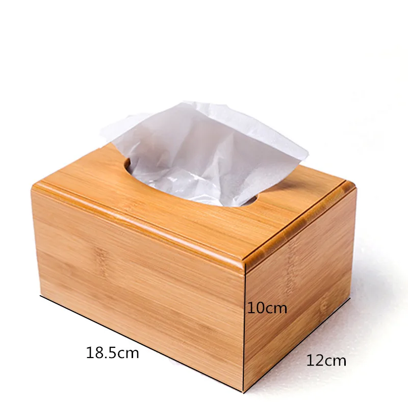 Household Tissue Box Bamboo Wood Square Modern Simple Living Room Coffee Table Tissue Box Napkin Holder Box Finishing Storage - Цвет: 18.5X12X10cm