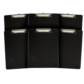 

6 Pack A4 Black Plastic Clipboard, Low Profile Clip, Clipboards for Classrooms, Offices, Restaurants, Offices