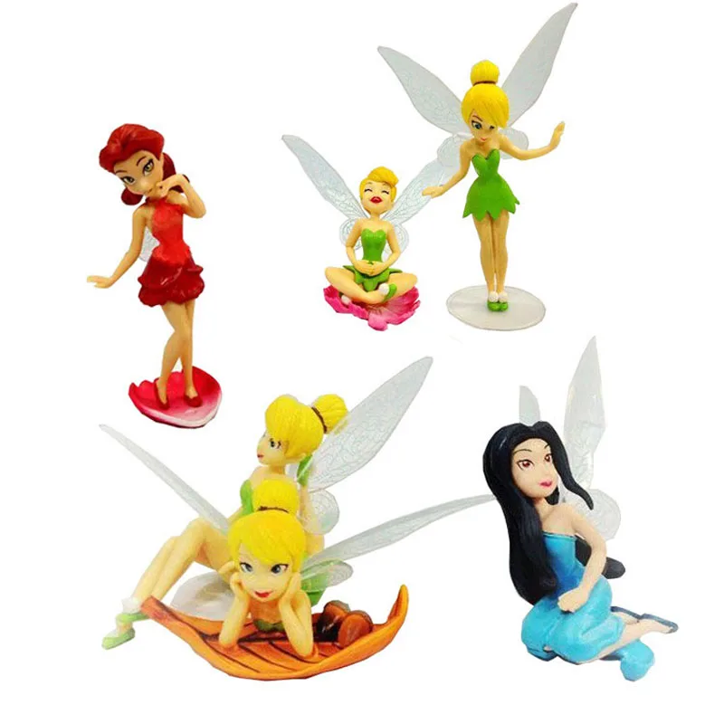 6X Tinker Bell Fairies Cake Toppers Princess Figures Dolls PVC Kids Party Toy UK 