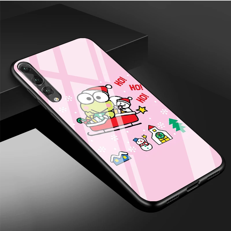 pu case for huawei Dễ Thương Ếch Xanh Keroppi DIY Cao Cấp Kính Cường Lực Điện Thoại Ốp Lưng Cho Huawei P20 P30 P40 Lite PRO Giao Phối 20 30 lite Pro Vỏ cute phone cases huawei Cases For Huawei