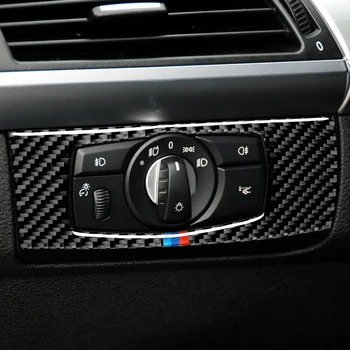 

Carbon Fiber Interior Car Headlight Switch Cover Button Frame Trim Sticker for BMW X5 X6 E70 E71 Accessories