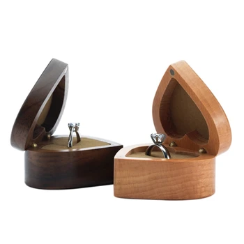

Ring Box Heart Shaped Wood Jewelry Holder Box Valentine's Day Present Multi-color