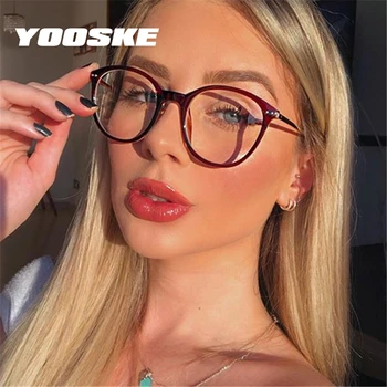 

YOOSKE Computer Eyeglasses Women Men Anti-blue Light Glasses Frames Oversized Round Optical Spectacles Ultralight Myopia Frame