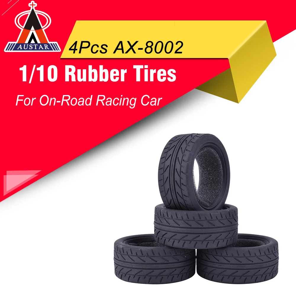

4Pcs AUSTAR AX-8002 Flat Speed Drift Rubber Tires 26mm Soft Tyres For RC 1/10 TAMIYA HPI Redcat Racing HSP On-Road Racing Car
