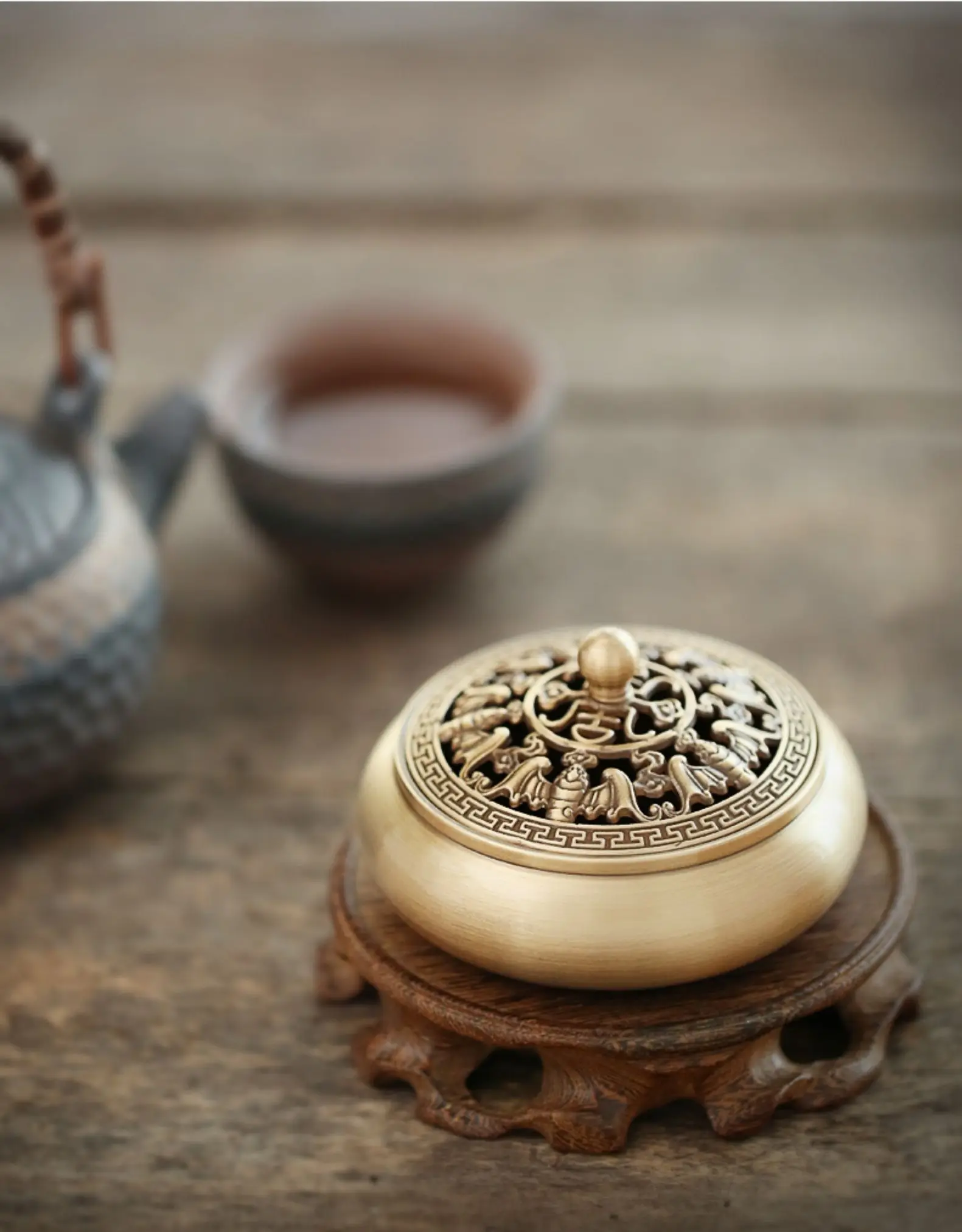 Direct selling new pure copper antique aromatherapy furnace indoor lotus plate for Buddha worship incense burner decoration
