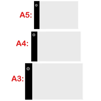 

A3/A4/A5 Size Three Level Dimmable Led Light Pad,Tablet Eye Protection Easier for Diamond Painting Embroidery Tools Accessories
