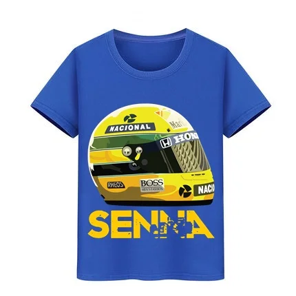 Ayrton Senna Шлем Футболка детская хлопковая футболка футболки для мальчиков и девочек от 3 до 11 лет, Детская футболка Детский скейтборд футболки - Цвет: Синий