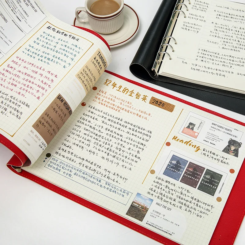 ERAL new product Six hole loose leaf A4 notes. Office use Cornell's Diary. Student thinking map. PU leather cover, large format