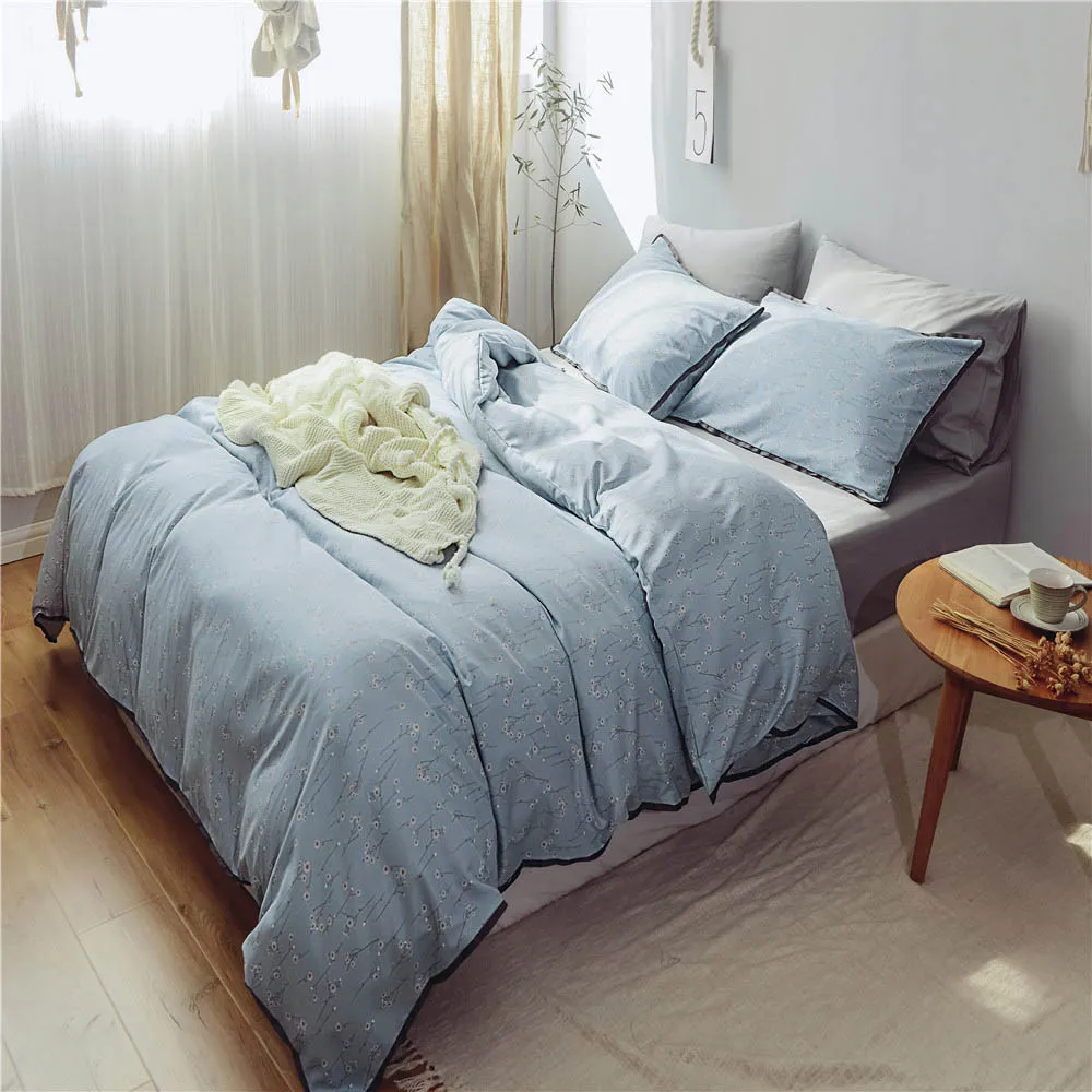 

Yimeis Cotton Bedding Set Solid Color Bed Sheet Modern Comforter Duvets And Linen Sets BE45104