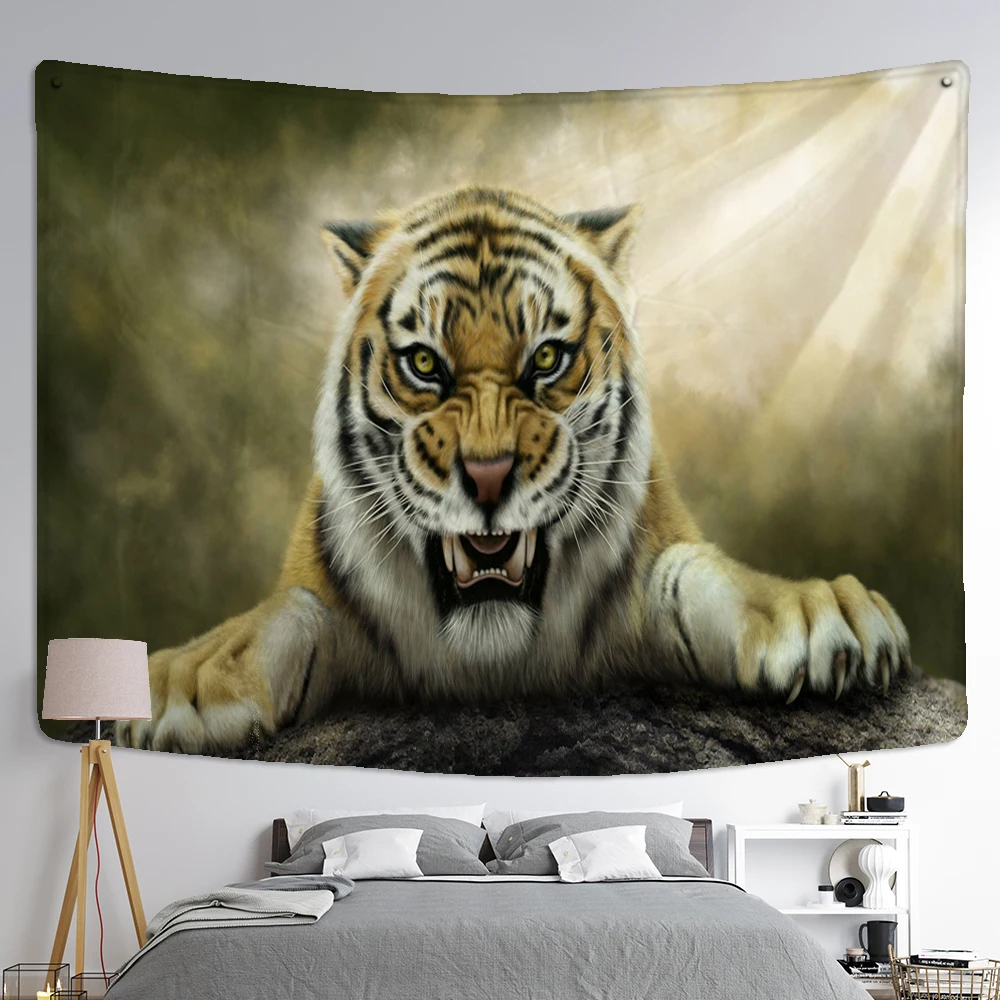 Tapiz de tigre del norte de China montado en la pared, mundo Animal,  leopardo, bohemio, Hippie, sala de estar, decoración del hogar