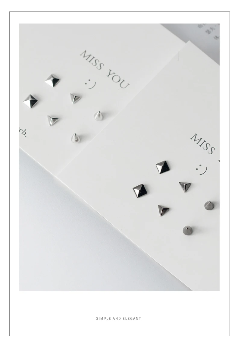 Modian Vantage Rock квадратные треугольные черные серьги-гвоздики Модные настоящие 925 пробы серебряные серьги для женщин ювелирные изделия подарок