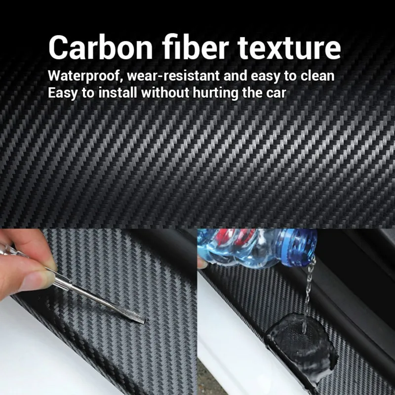 5/3M 3D Carbon Fiber Car Sticker DIY Paste Protector Strip Auto Door Sill  Side Mirror Anti Scratch Tape Waterproof Protect Film - AliExpress