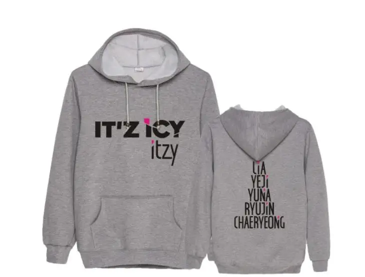 Kpop itzy it'z ледяной альбом же все имена участников пуловер с рисунком толстовки унисекс модная верхняя одежда с флисом/тонкий свитер с капюшоном - Цвет: fleece