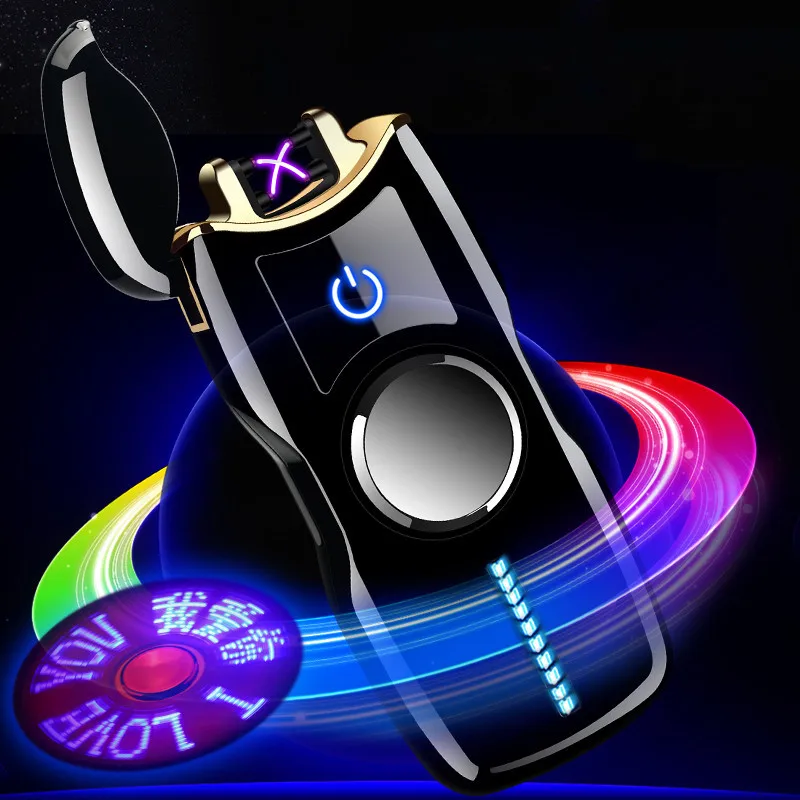 

Creative USB Charging Dual Electric Arc Lighter Cool Metal Windproof Fidget Spinner Custom Cigarette Lighter Usb Lighter