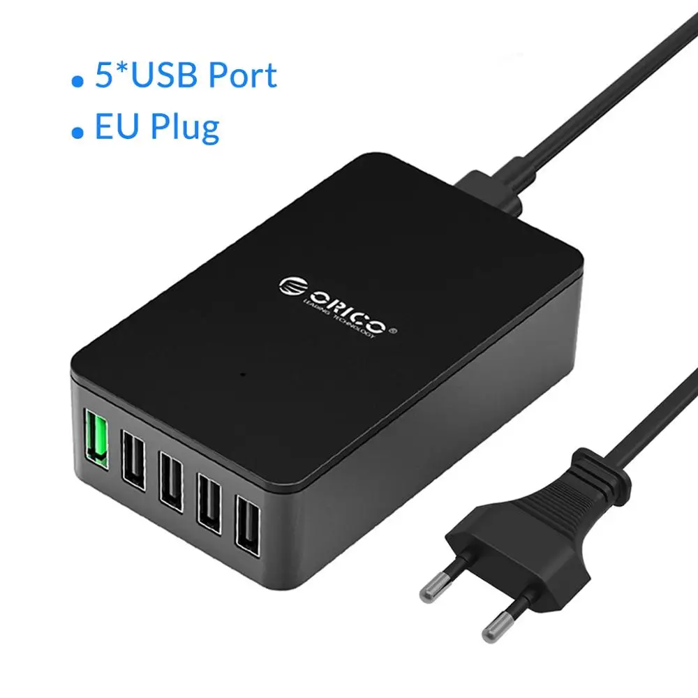 ORICO QC2.0 USB зарядное устройство 5 портов настольное зарядное устройство для samsung huawei Xiaomi и планшетов - Тип штекера: 5 Port EU Plug