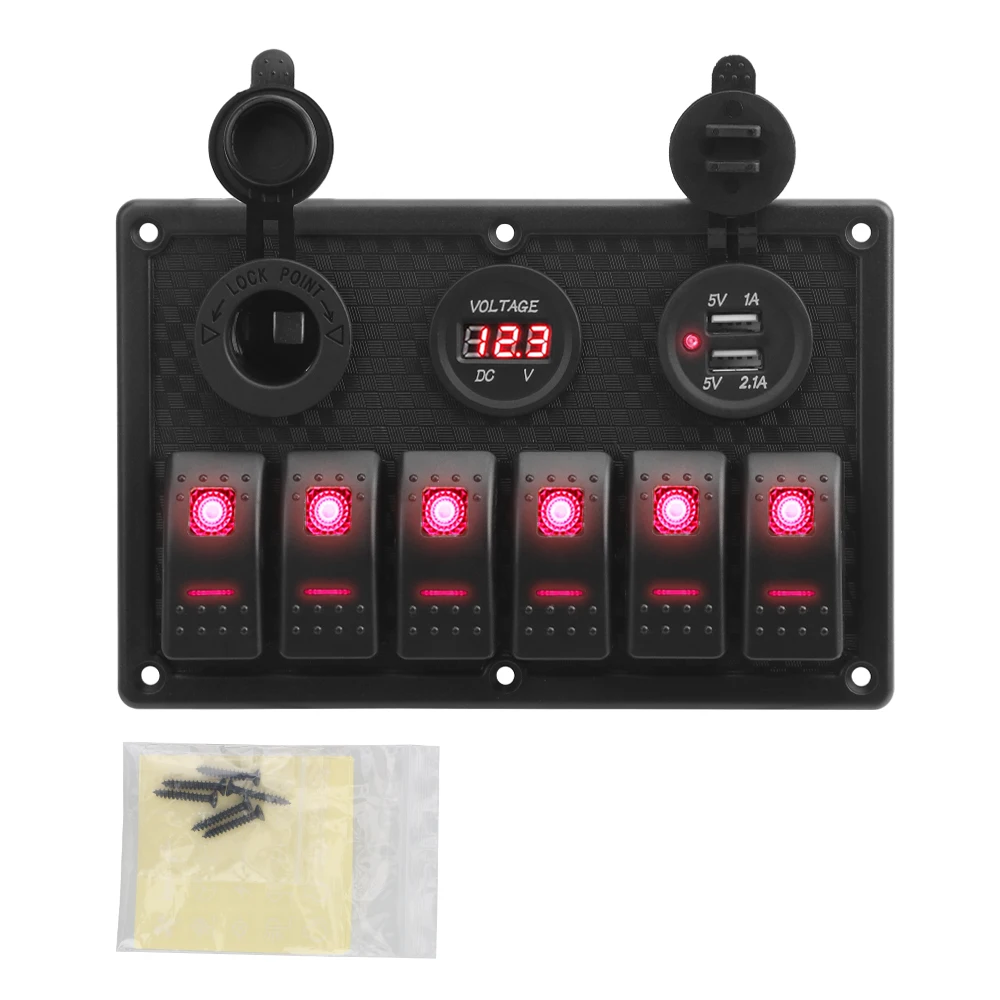 red switch control panel with voltage meter