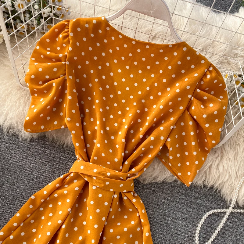 Boho, платье с v-образным вырезом в горошек, летнее Бандажное короткое платье, вечерние платья для женщин, повседневные красные платья для пляжного отдыха
