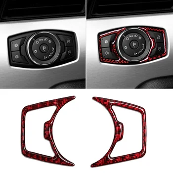 

2pcs Auto Headlight Red Button Trim Covers Switch Set For Ford Mustang 2015-2019
