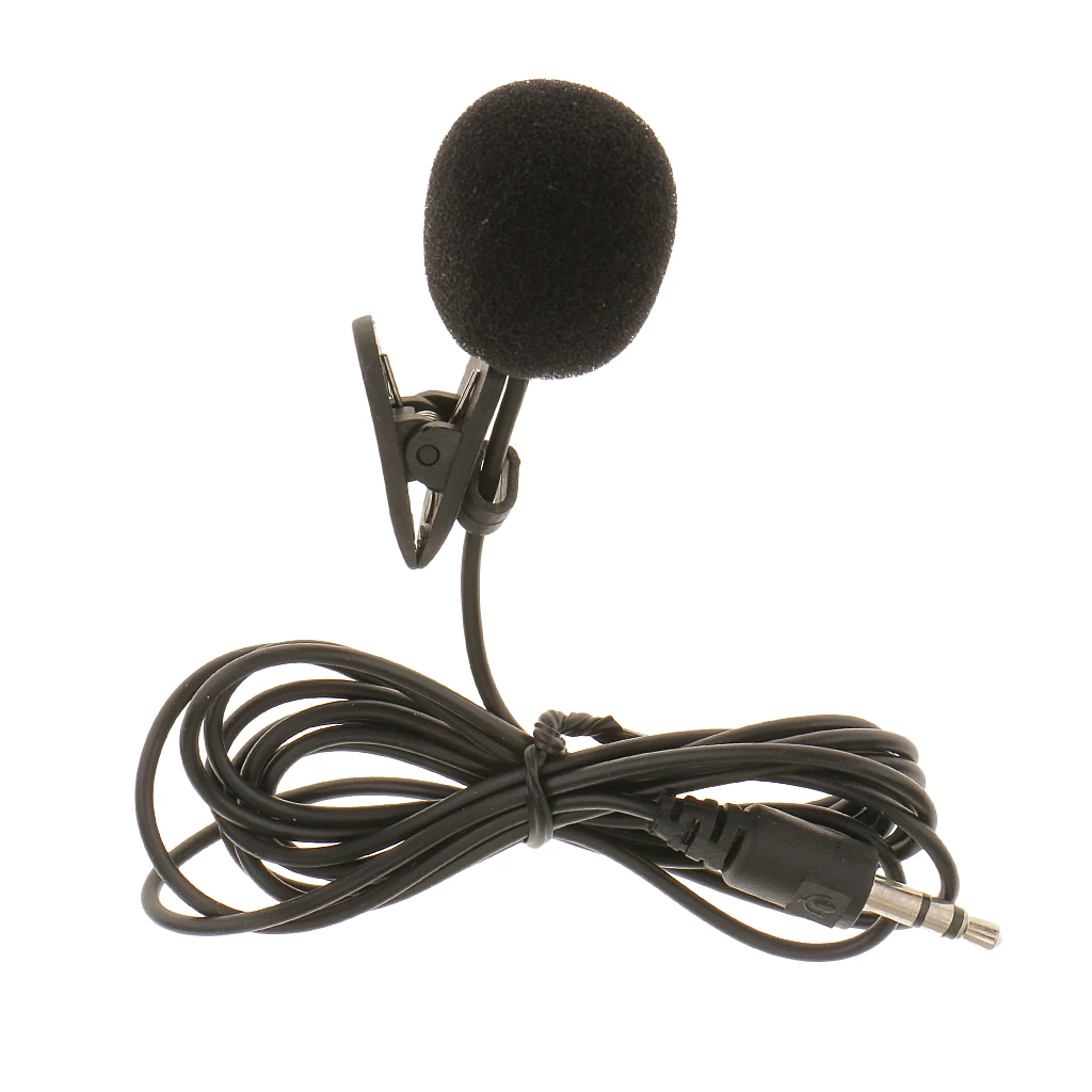3.5mm Jack Plug Mini Clip On Microphone Mic With Tie Collar Shirt Clip Black