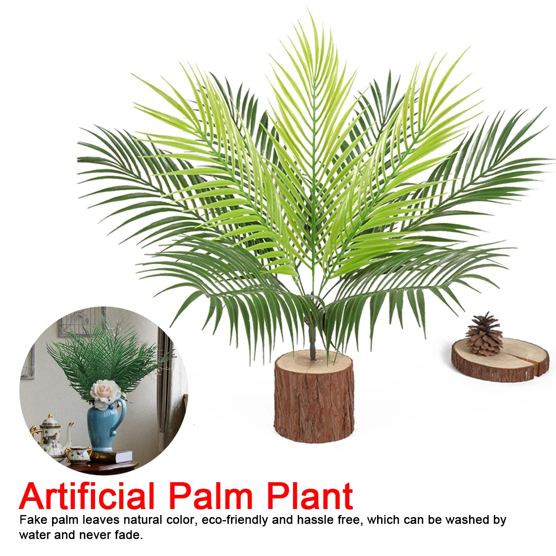 

Artificial Plant Palm Leaf 1pcs 9/14 Branch Bush Greenery Plants Fake Tropical Fronds Palm Tree for Home Party Wedding Decor
