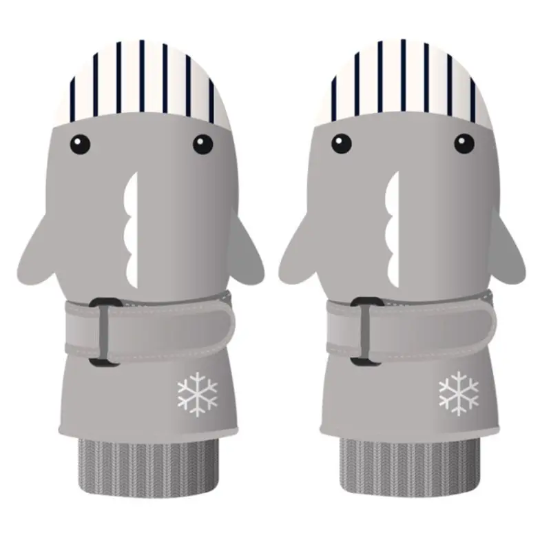 Детские водонепроницаемые лыжные перчатки для мальчиков и девочек, красивый мультяшный Пингвин, Акула, контрастные цвета, теплые толстые противоскользящие зимние варежки с подкладкой - Цвет: 07