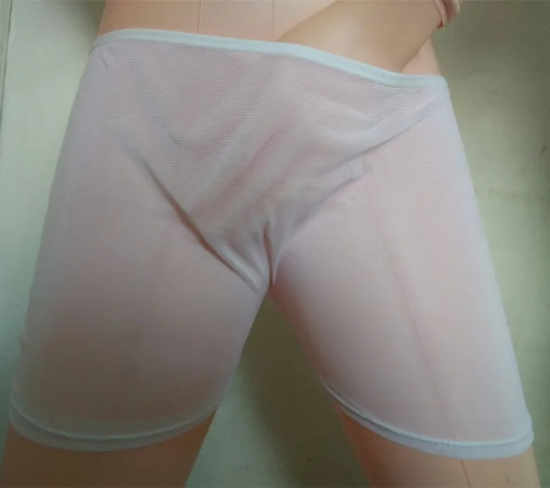 white Black White Super Thin Mens Mesh Cool Cheap Male Sexy Transparent See thorugh Boxers Underwear - Цвет: white
