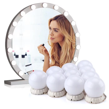 

10 Bulbs Hollywood Style LED Vanity Mirror 3 Colors Lights Makeup Mirror Dimmable For Dressing Table DIY Bathroom Wall Lights