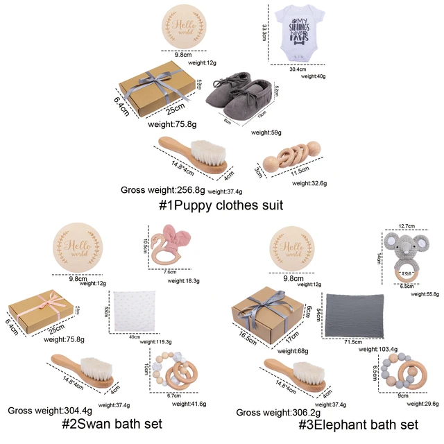 4pcs/set Baby Bath Toy Set Solid Color Cotton Blanket Baby Milestones Brush Rattle Bracelet Baby Bath Gift Products For Kids 2