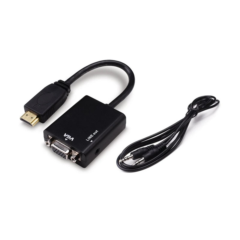AABB-HDMI VGA+ аудио кабель адаптер, до 1080p Full HD, конвертер, HDTV черный