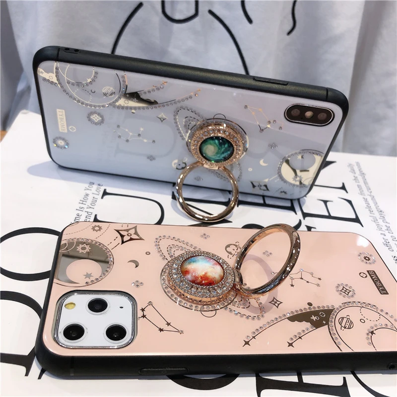Блестящий чехол для телефона с рисунком планеты iphone 11Pro SE XR XS MAX 6 7 8 Plus зеркальный