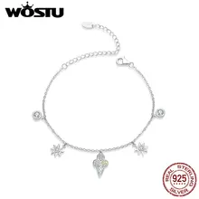 WOSTU цвета мороженое браслет 925 пробы серебро Циркон 14-20 см цепи браслеты для женщин корейский Серебряный 925 ювелирные изделия CQB139