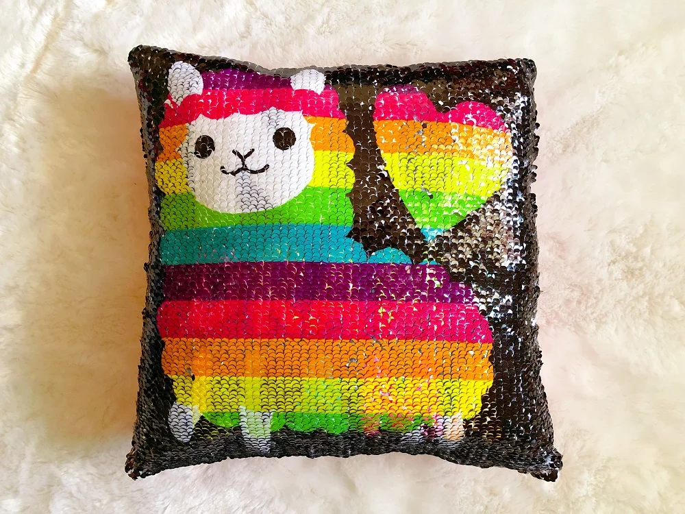 Флип блесток llama подушка(не крышка) w/фарш 30 см игрушки Мягкий Бросок llama блеск мягкие животные диван подушка творческие подарки - Цвет: color