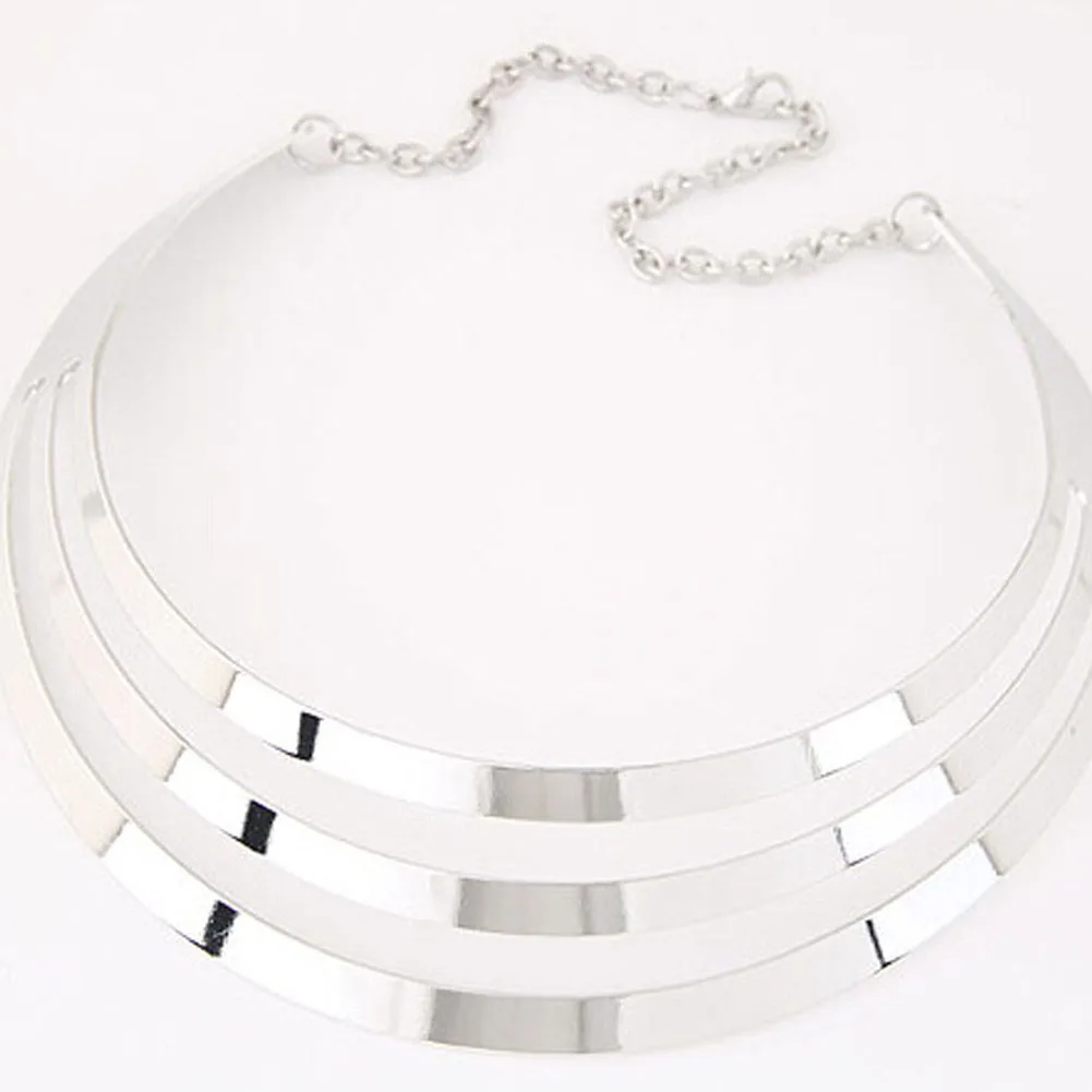 Модное женское ожерелье в стиле панк длинное ожерелье-колье Torque Bijoux3 Layers золотистый цвет, Круглый колье модные украшения