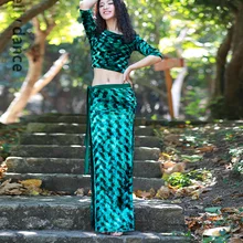 Танец живота Осень Зима Женский взрослый тренировочный костюм теплый бархат Восточный танец платье Группа представление одежда 2 шт. юбка