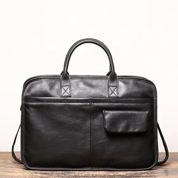 

Casual Men Handbag Genuine Leather Businsse man briefcase Large Shoulder Crossbody Bag Handmade Bag For 15.6 Inch Laptop NUPUGOO