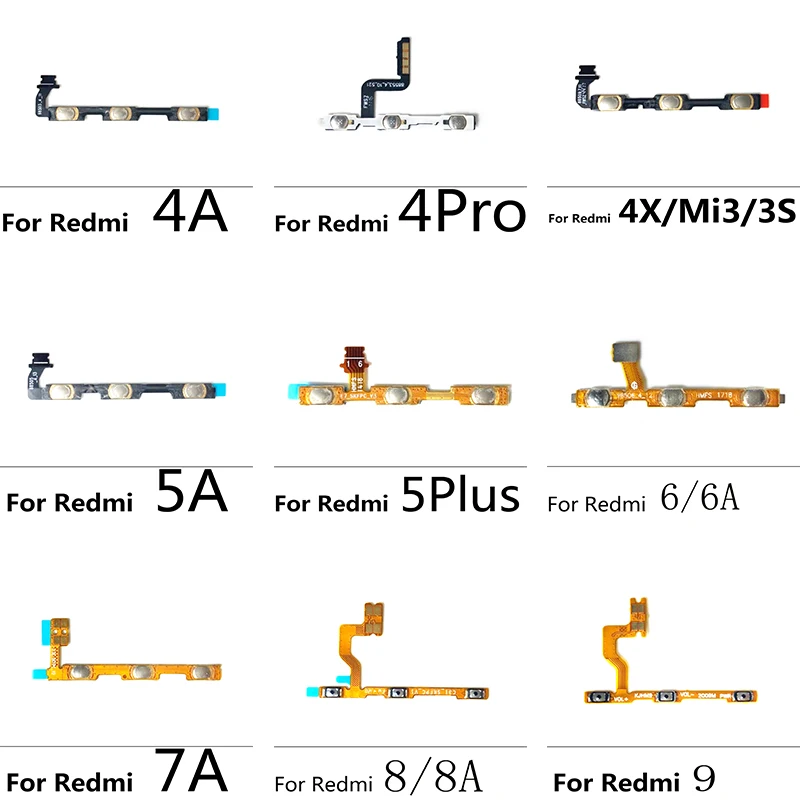 

5Pcs/Lot, Power Switch On Off & Volume Side Key Button Flex Cable For Xiaomi Redmi 10 7 9 4A 5A 6A 7A 8 9A Redmi 5 Plus