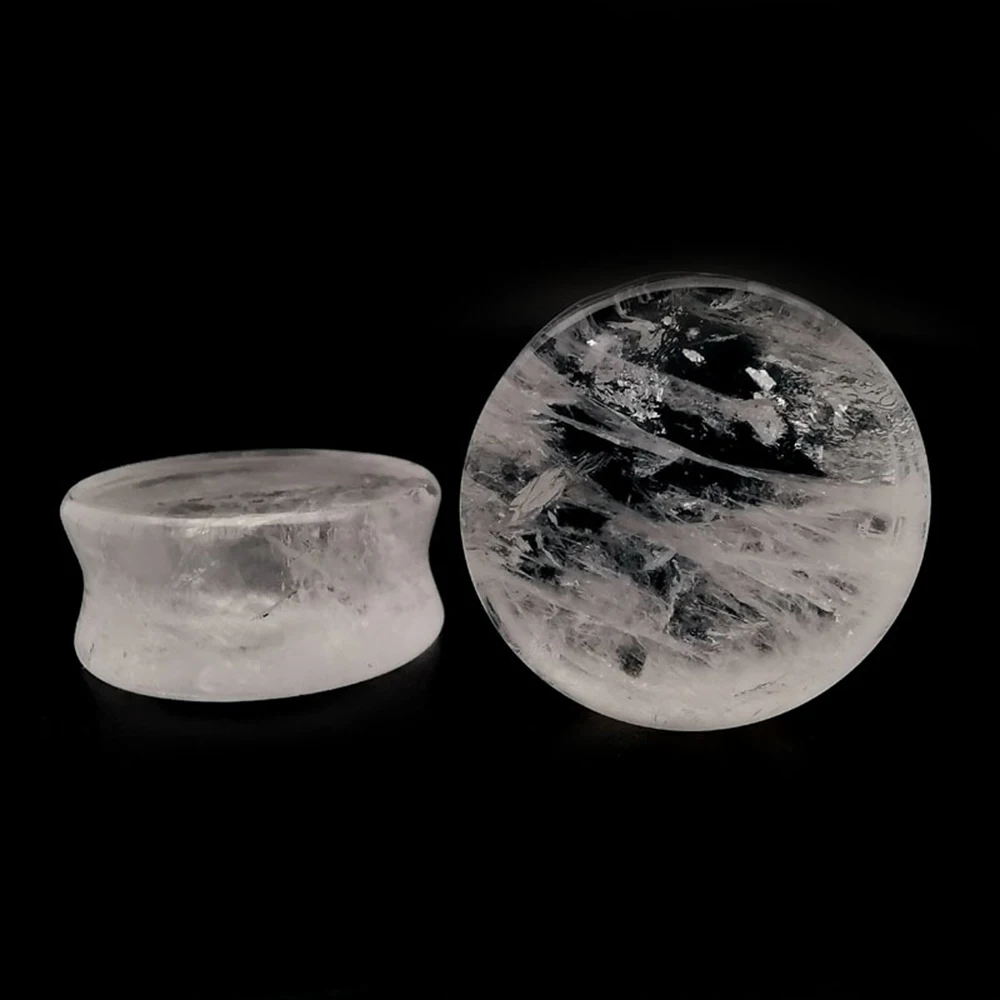 Jinzeyi натуральный белый кристалл камень профиль для уха камень Расширение уха Горячая Распродажа прокол ухо расширитель круглые сережки-шпильки оптом