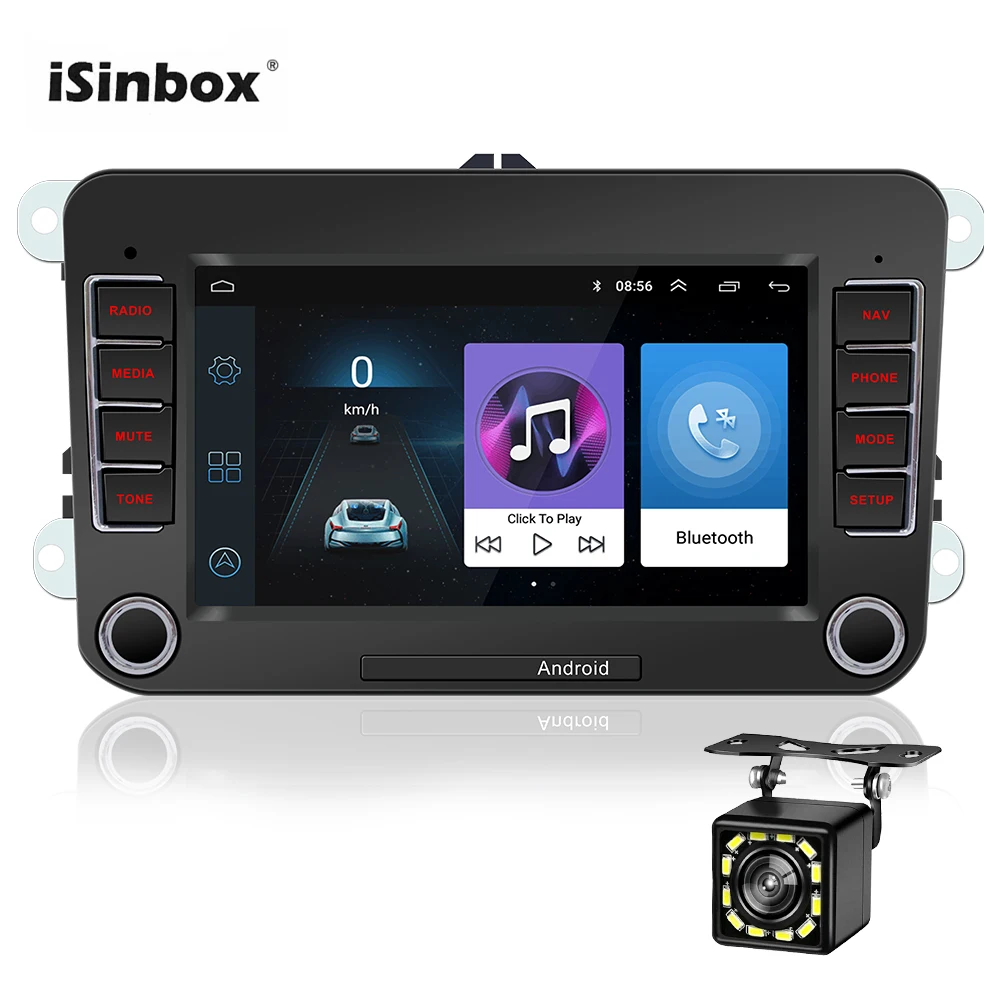 

ISINBOX Android 8.1 Radio 2 Din Car Stereo for Volkswagen VW GPS Navigation Multimedia Player Wifi Mirror Link Radio Coche FM
