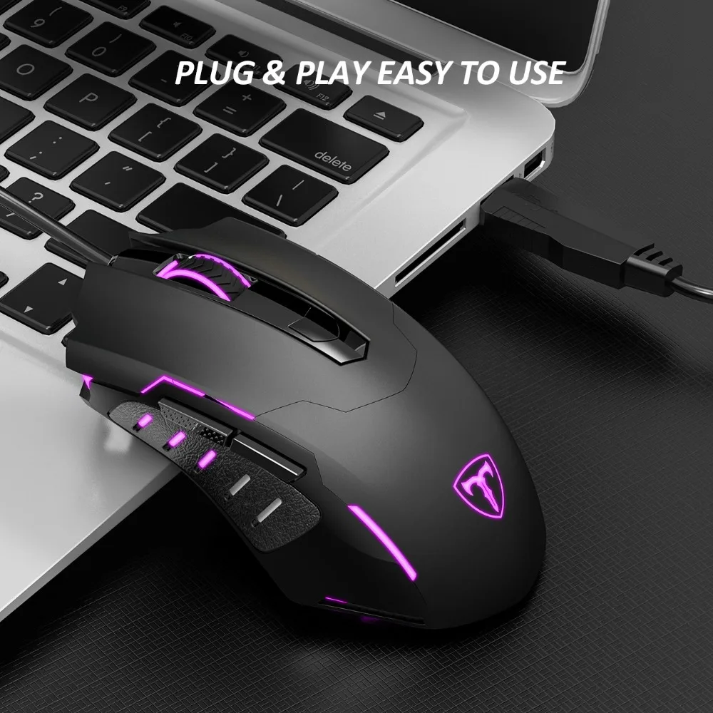 Breathing Light Gaming Mouse 6 Programmable Buttons Ergonomic Adjustable DPI