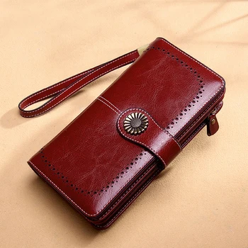 

Hollow Women Clutch Leather Wallet Female Long Wallet Women Zipper Purse Strap Money Bag Purse For iPhone Carteira