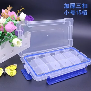 

Small Three Button 15 Lattice Desktop Transparent Storage Box Plastic Seperated Splittable Storage Box Finishing Box Tool Box