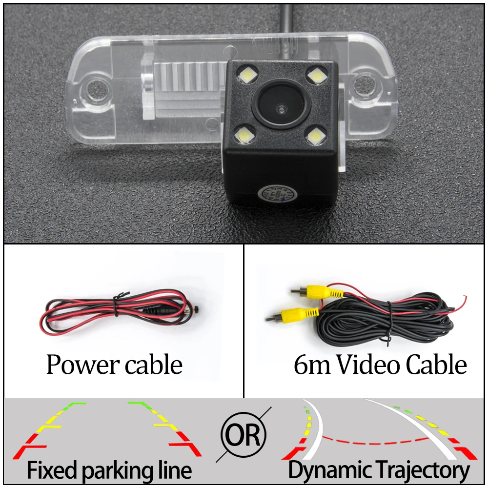 Фиксированная или динамическая траектория заднего вида камера для Mercedes Benz R GLS SLK CLS класс ML350 W220 W203 W211 W209 W219 R171 W164 автомобиль - Название цвета: 4LED Camera Only
