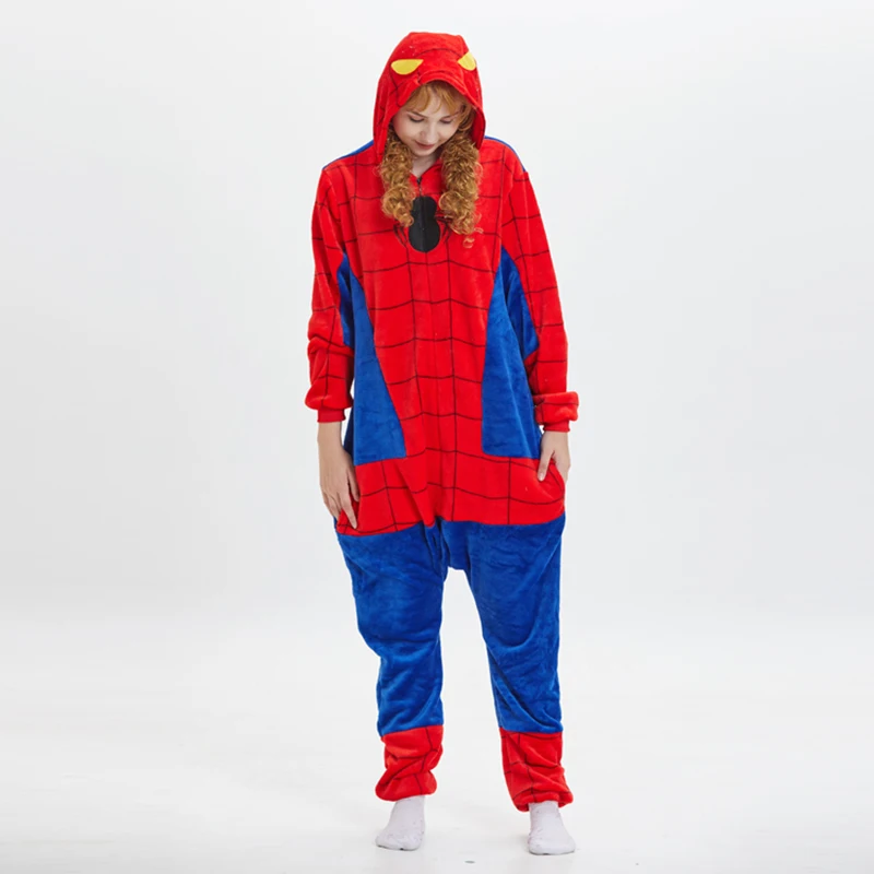 

New arrival Women Pajama Suit Onesie Spider Man Animal Sleepwear Homewear Adult Flannel Soft Winter Pijamas Party Costume