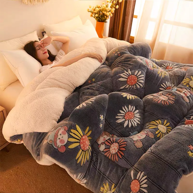 Bed Comforter Twin/Queen/King Size Patchwork Thicken Warm Quilt Duvet Winter Blanket Bedding