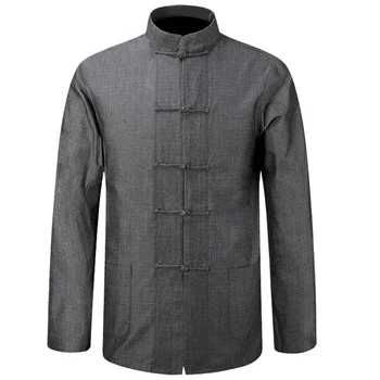 

Traditional Chinese Clothes Tang Suit Coat clothing Kung Fu Tai Chi Uniform Autumn Thin Jacket for Men Long Sleeve Cotton Shirt