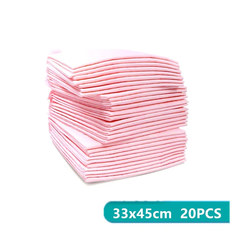 20PCS 33x45cm PINK 100 шт одноразовые пеленки для младенцев Пеленальный Коврик для взрослых детей или домашних животных водонепроницаемые пеленки для новорожденных матрас подгузник - Цвет: 20PCS 33x45cm PINK
