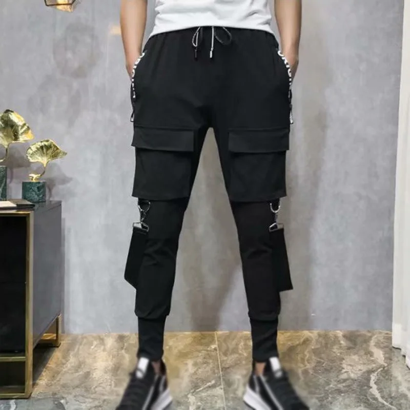 Мужские штаны с эластичной резинкой на талии, модные спортивные штаны в стиле хип-хоп