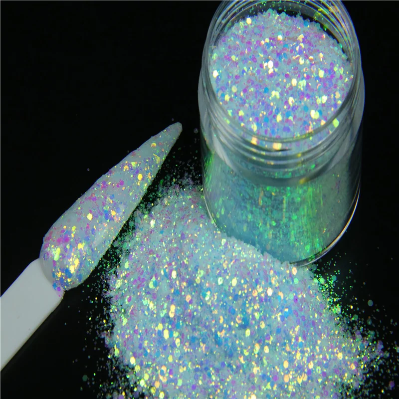 

10g/bottle UV Color Changing Glitter Powder 10 Colors Mixed Size Glitter Holo Sequin Polishing Manicure DIY Accessory Flake C152